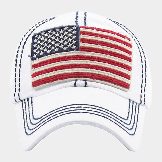 American Flag Vintage Baseball Cap Adjustable Distressed USA Patriotic Hat