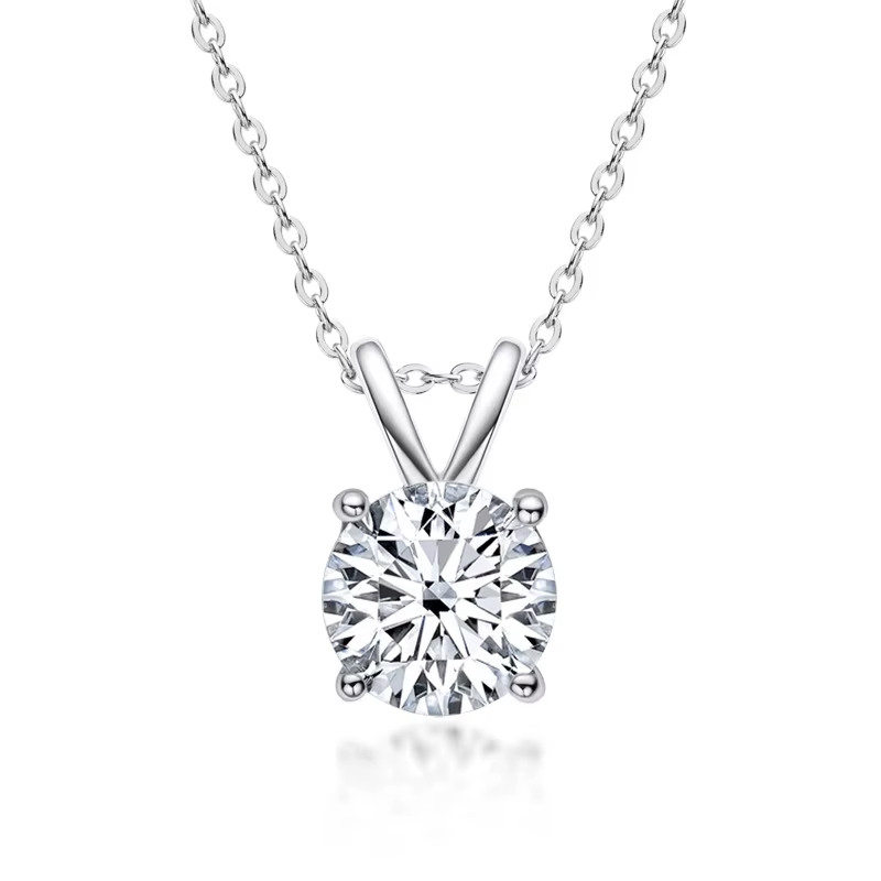 1ct Moissanite Solitaire Pendant Necklace 925 Sterling Silver 4-Prong