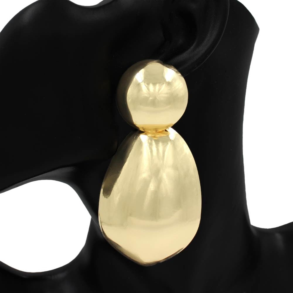 Bold High-Polish Gold Tone Oversized Geometric Tiered Drop Statement Earrings