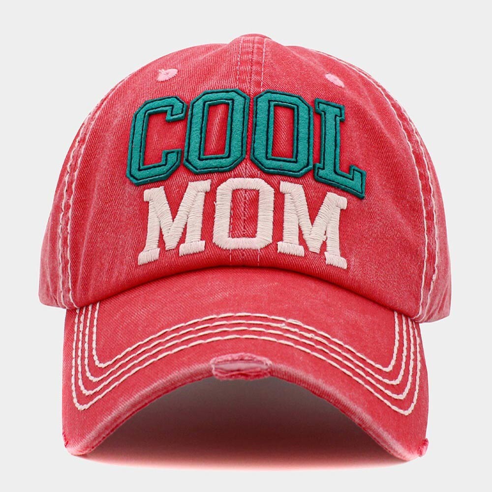 Embroidered "Cool Mom" Baseball Cap  Red Adjustable Hats for Women Gift Ideas