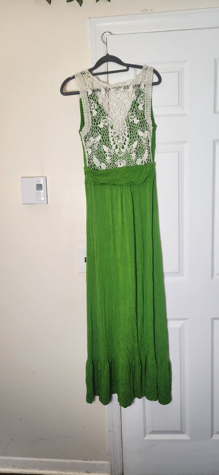 A.N.A Clothing Womens Maxi Dress Green  Sleeveless Dresses Crotchet Back Small