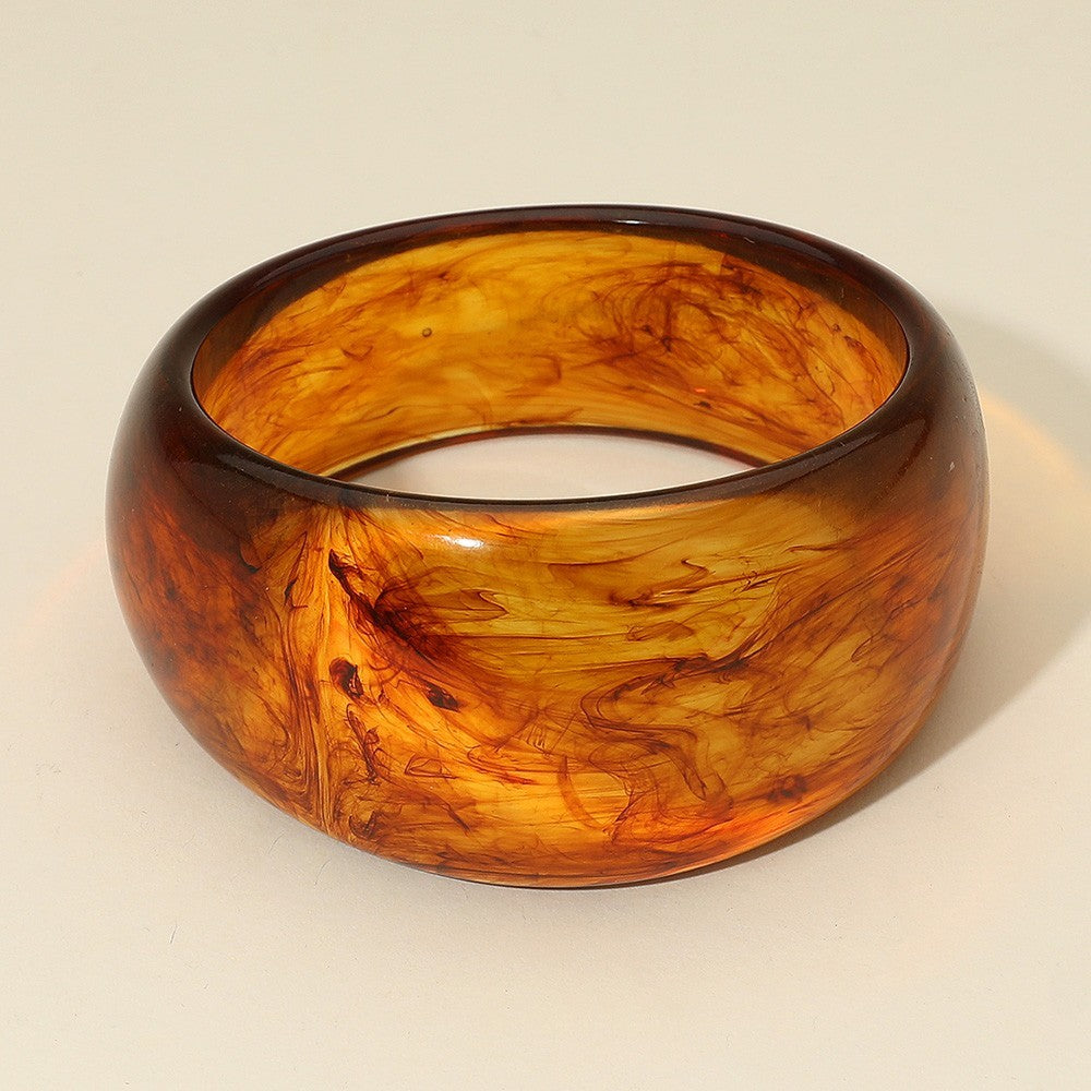 Bold Wide Celluloid Acetate Bangle Bracelet Brown Statement Jewelry for Women