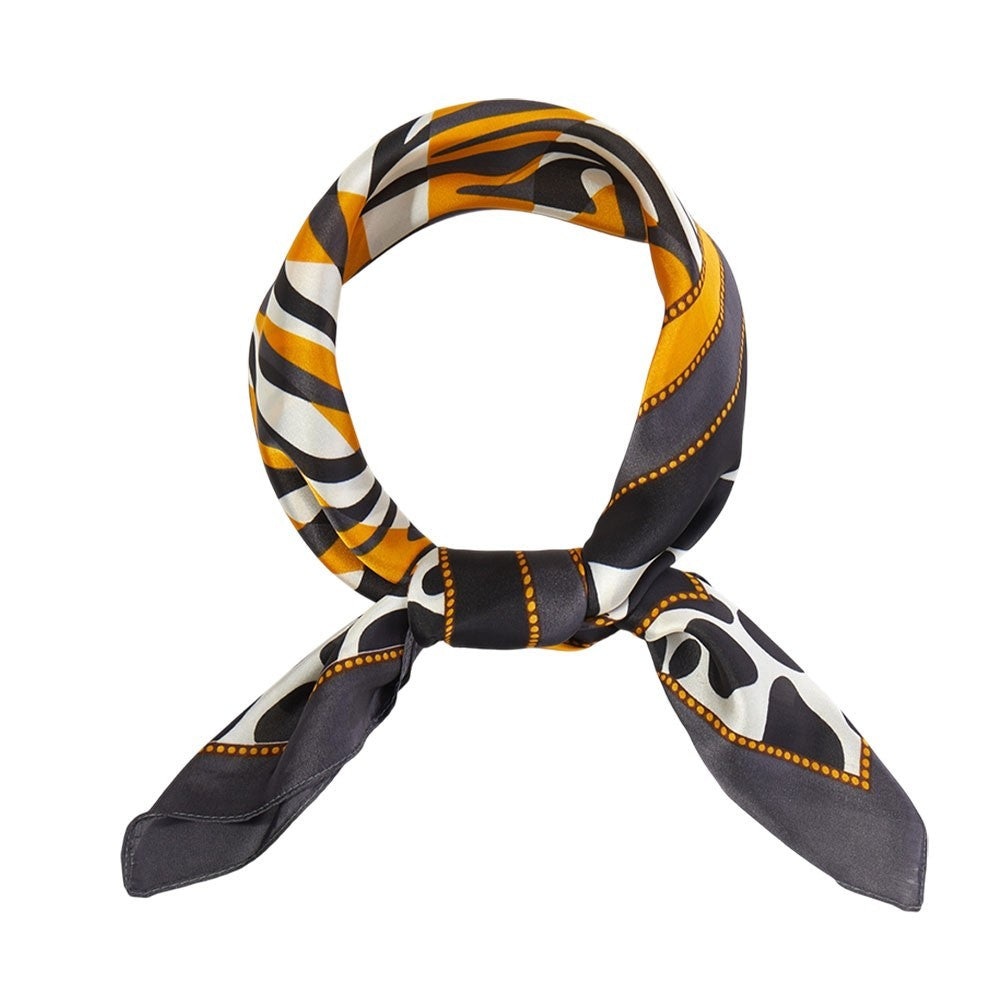 Zebra Leopard Pattern Printed Square Silky Satin Bandana Neck Scarf Polyester