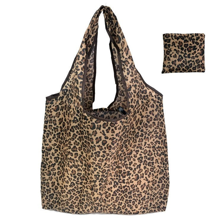 Leopard Print Foldable Reusable Shopping Bag Eco Tote Grocery Travel Pocket Pouc