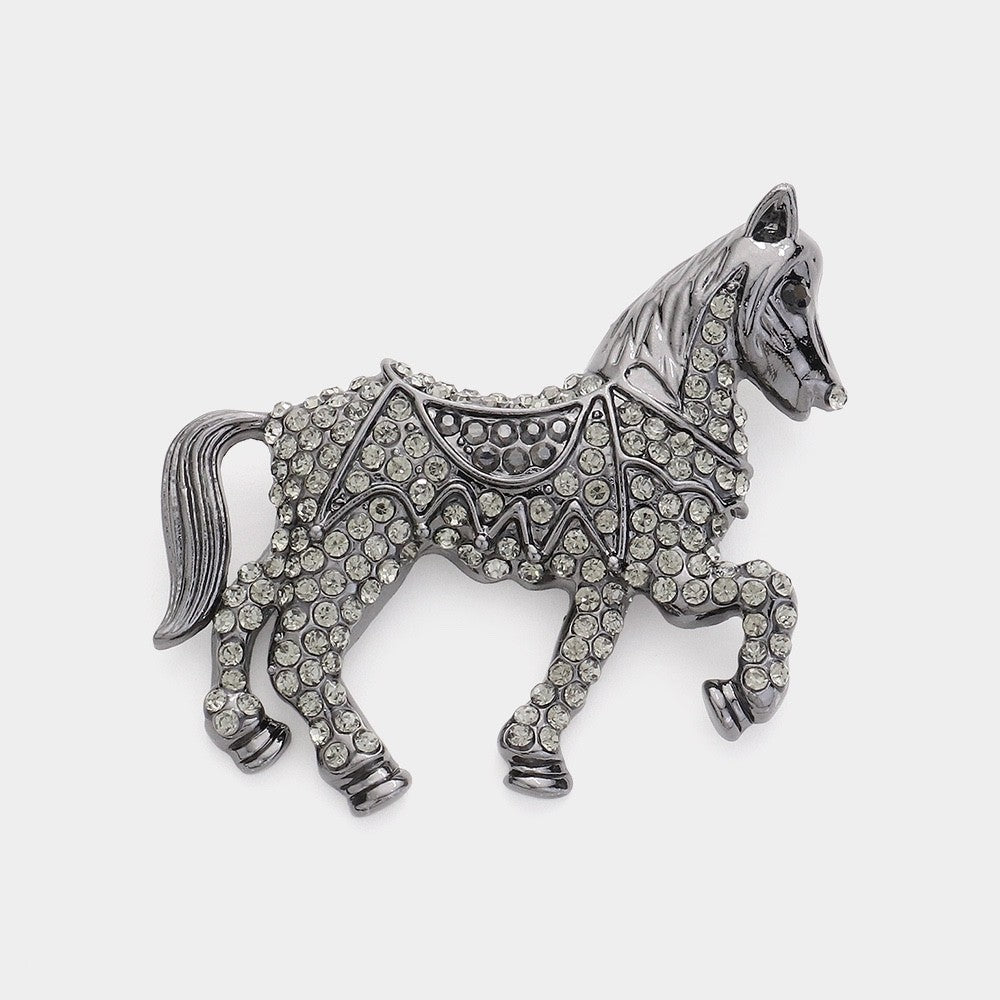 2pc Gold and Silver Galloping Horse Pin Brooches Western Equestrian Brooch Gift