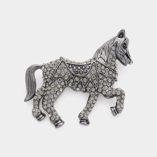2pc Gold and Silver Galloping Horse Pin Brooches Western Equestrian Brooch Gift