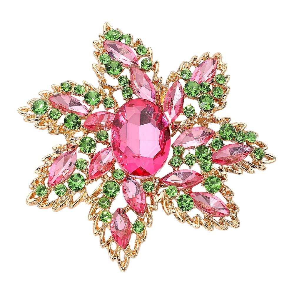 2pcs Vintage Snowflake Brooch Pins Elegant Rhinestone Floral Jewelry Accent
