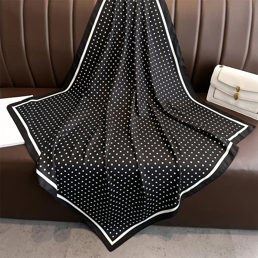 Women’s Summer 35 Inch Silky Feel Square Scarf Dot Print Beach Wrap Shawl