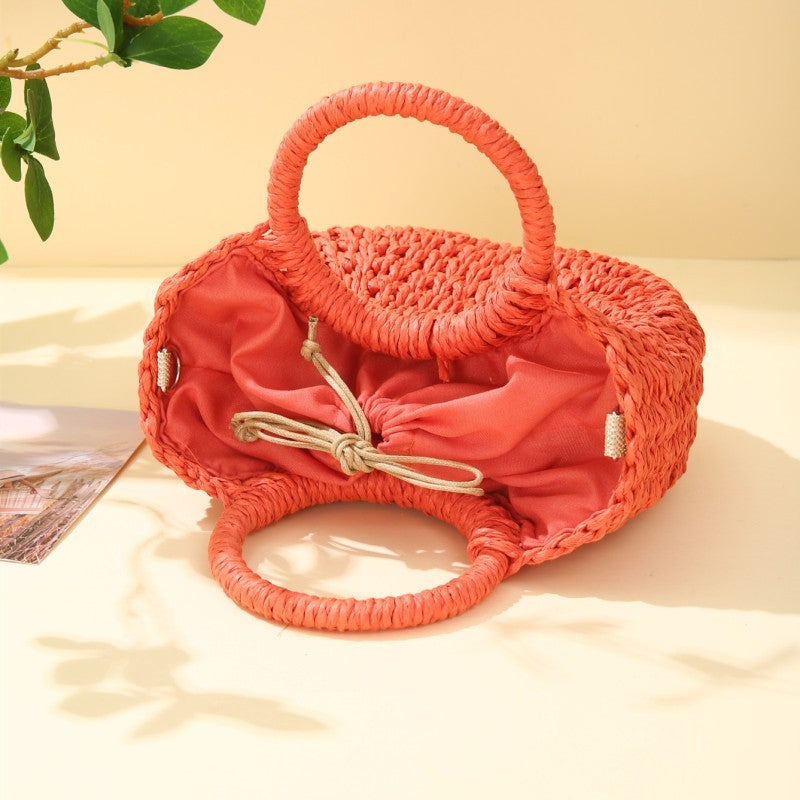 Handmade Rattan Straw Half Moon Tote Bag for Women Beach Summer Casual Handbag