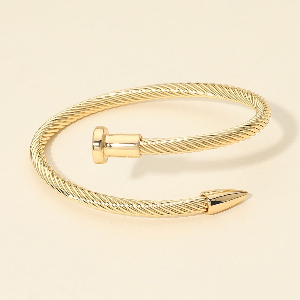 Gold Tone Twist Cable Nail Bangle Bracelet Wrap Spire Spike Jewelry