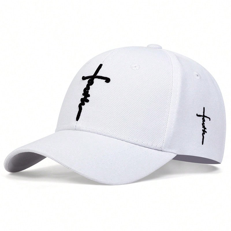 2 Pack Christian Faith Cross Baseball Cap Set Black White Embroidered Hats