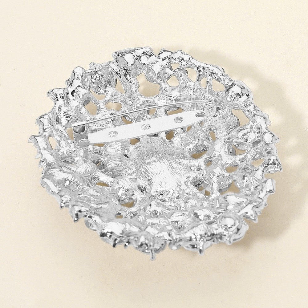 Crystal Flower Brooch Pin - Elegant Silver Rhinestone Jewelry for Women