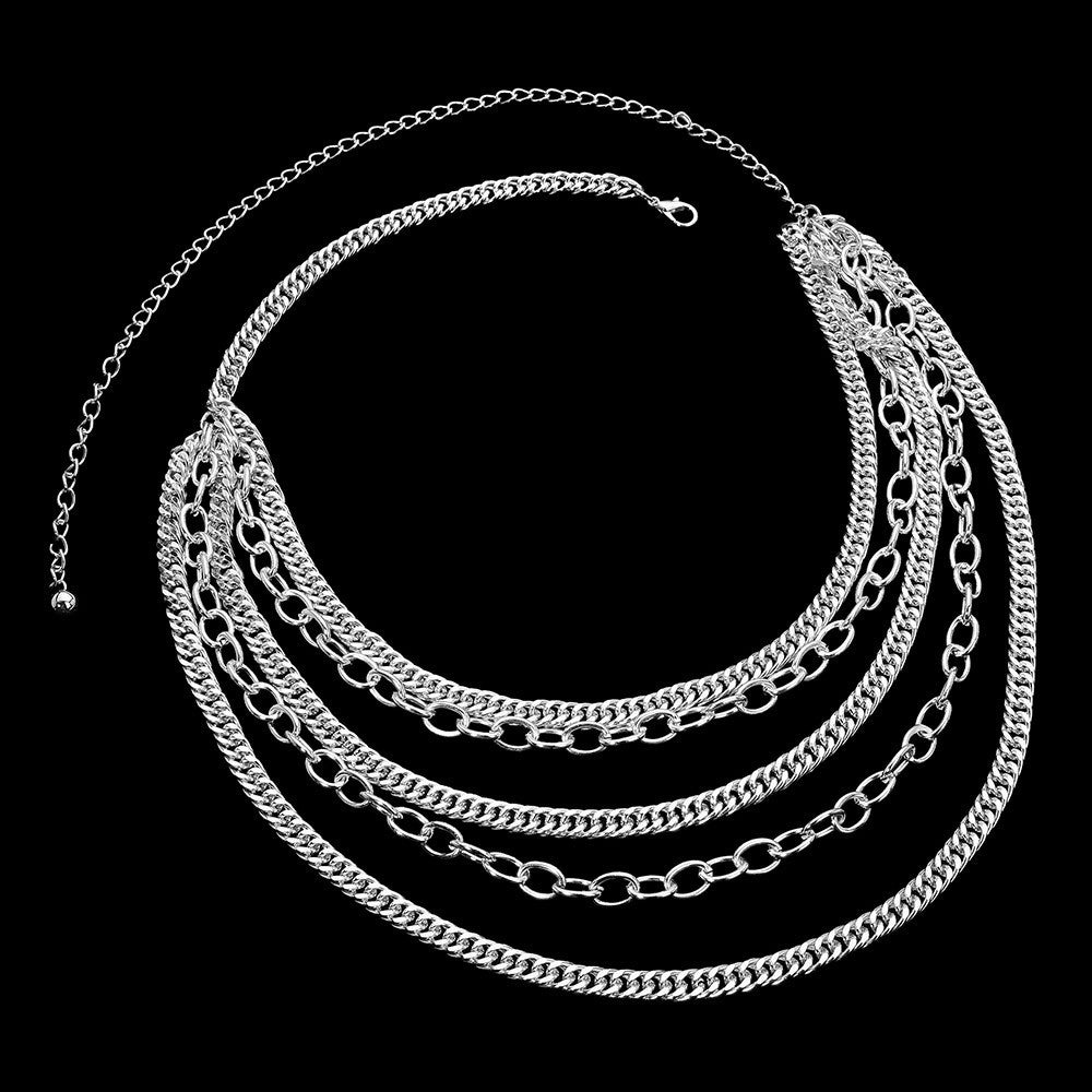 2pcs Gold & Silver Multi Layered Metal Chain Waist Belts for Women Adjustable