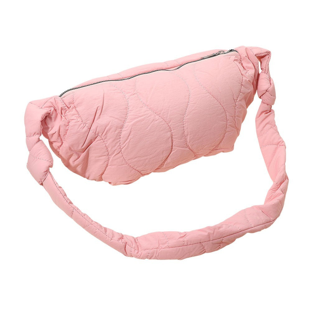 Pink Quilted Shoulder Bag Crossbody Puffer Purse Lightweight Everyday Tote