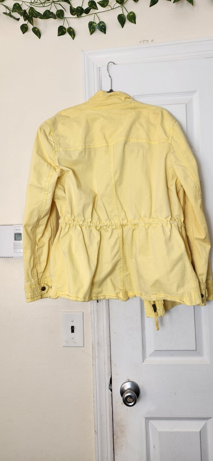 Style & Co Yellow Jacket Large Waterproof Zip Up Drawstring Waist Raincoat
