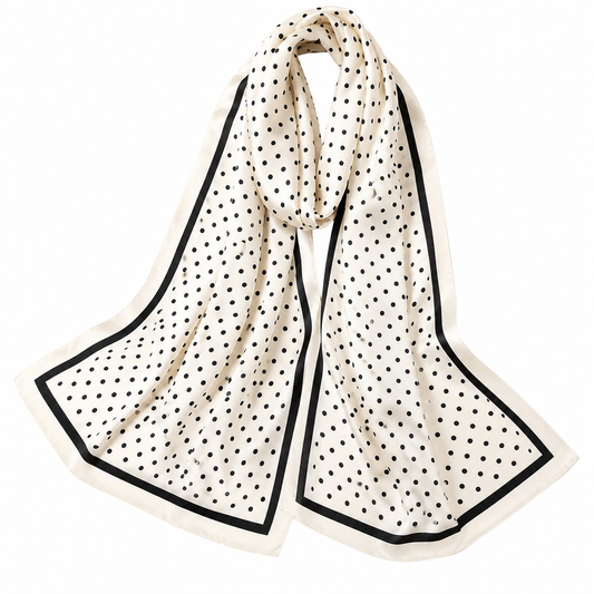 Women's 35" Silky Feel Square Polka Dot Scarf – Black & White