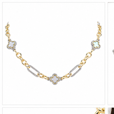 14K Gold Plated Mother of Pearl Quatrefoil Necklace Jewelry for Women