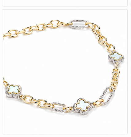 14K Gold Plated Mother of Pearl Quatrefoil Necklace Jewelry for Women