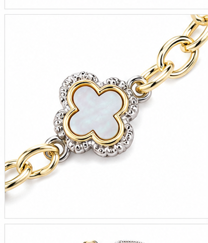 14K Gold Plated Mother of Pearl Quatrefoil Necklace Jewelry for Women