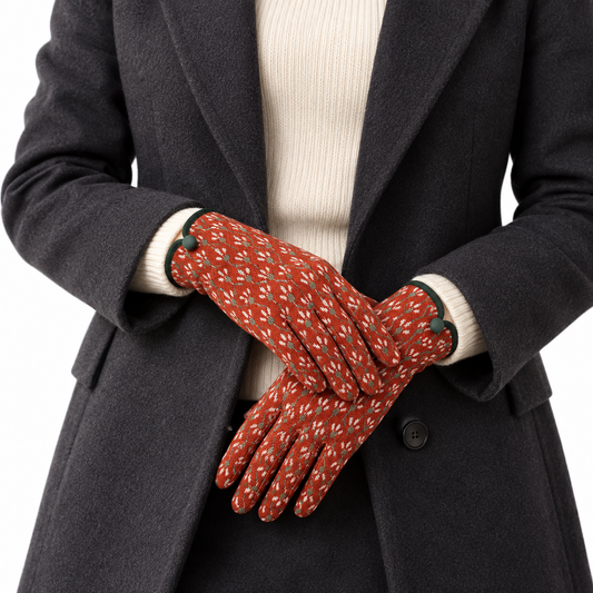 Women’s Patterned Knit Winter Gloves Set – 2 Pairs, Leopard & Floral