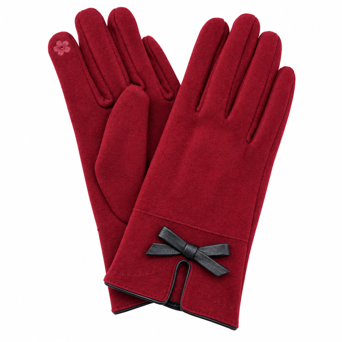 Women's Touchscreen Winter Gloves Bow Detail Plush Lined One Size Colors