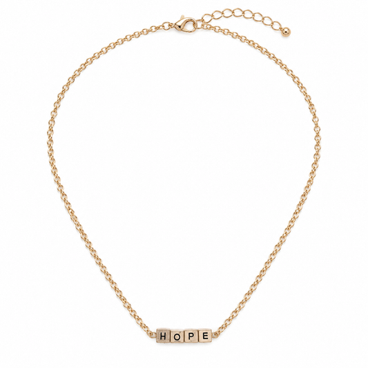 Gold-Tone HOPE Letter Block Charm Necklace