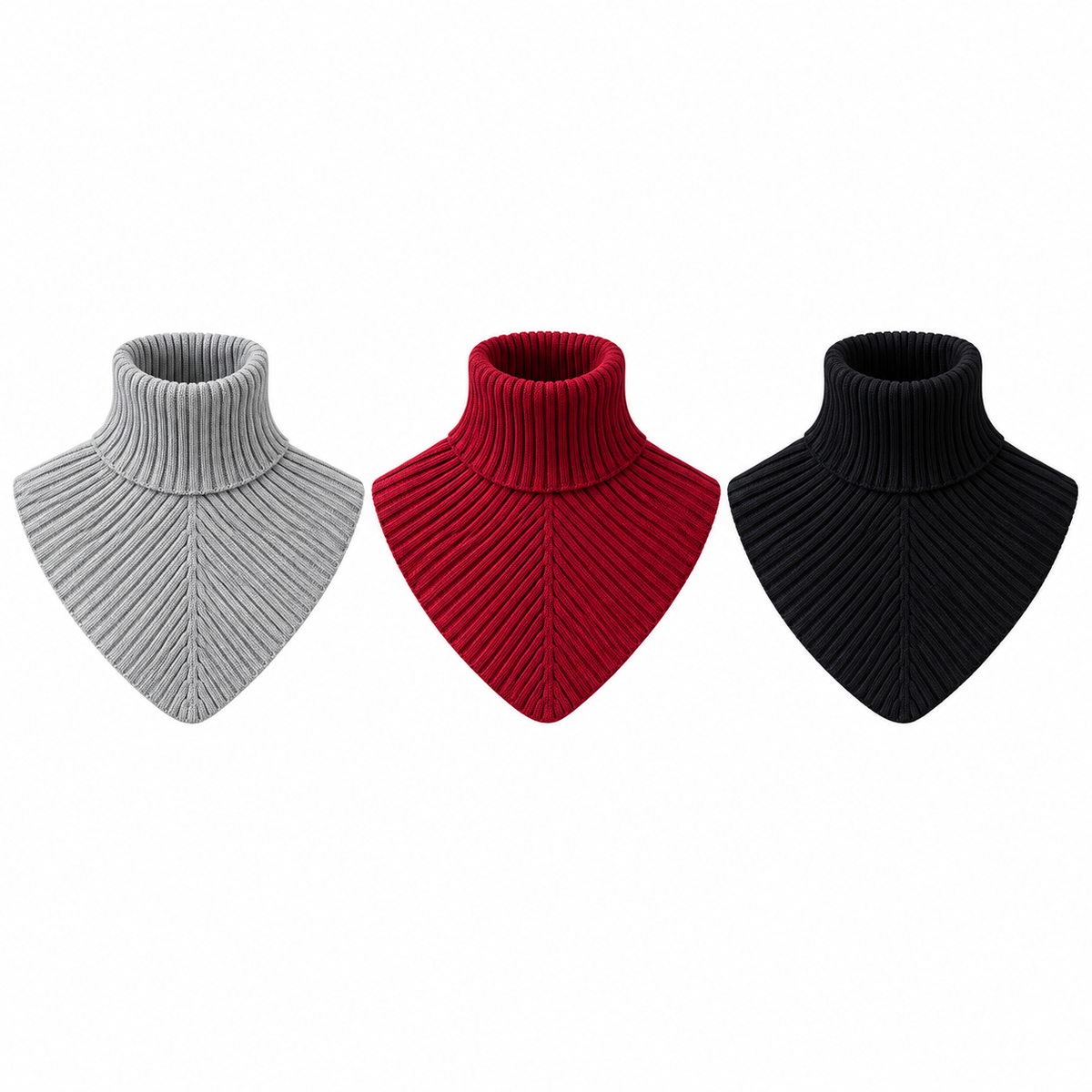 3-Piece Women's Ribbed Turtleneck Neck Warmer Set