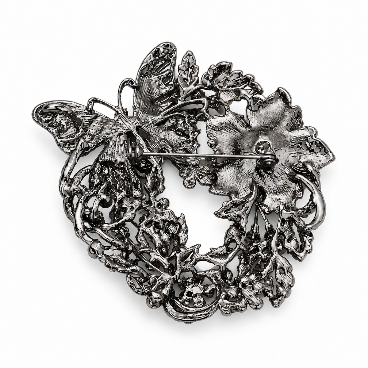 Butterfly Floral Rhinestone Brooch Pendant