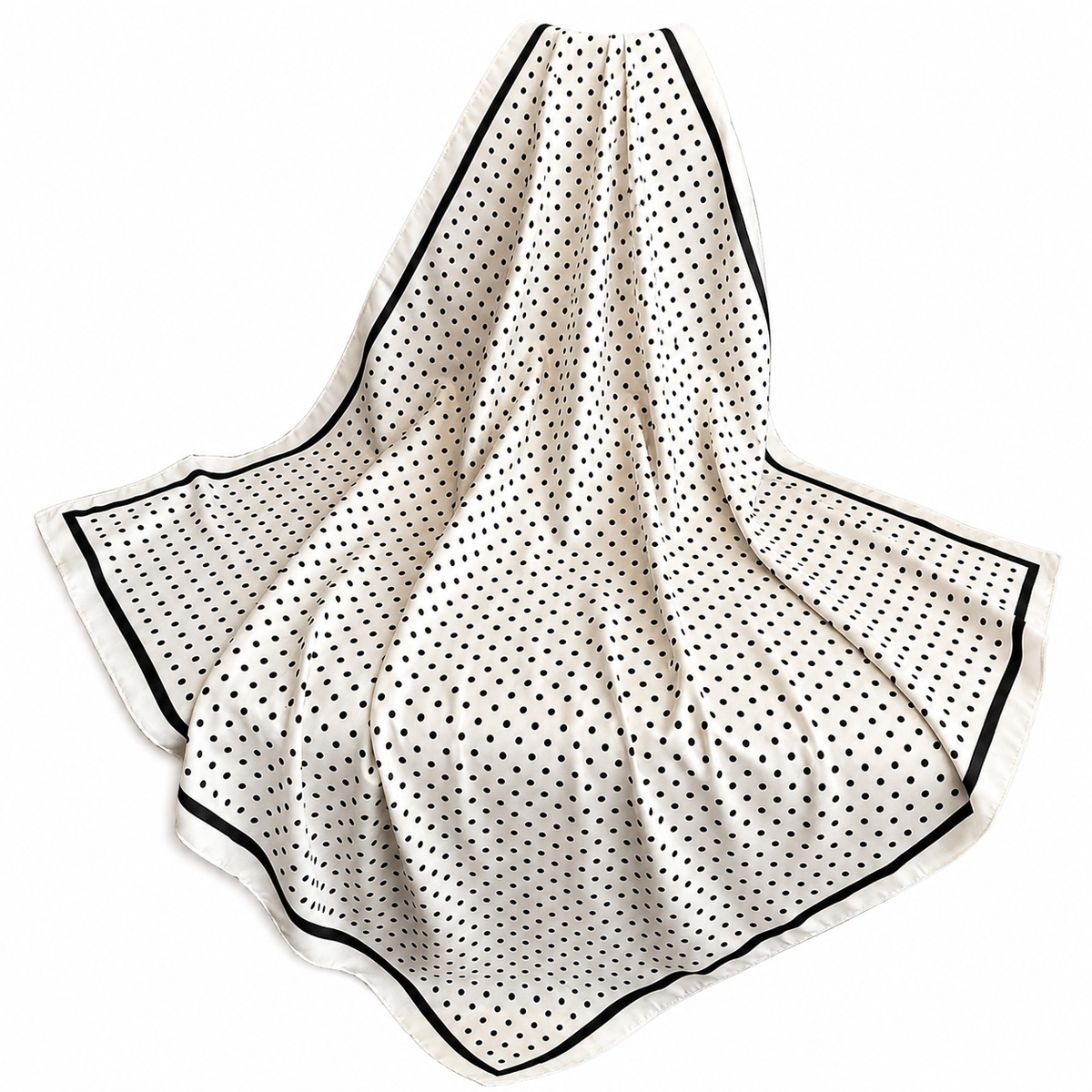Women's 35" Silky Feel Square Polka Dot Scarf – Black & White