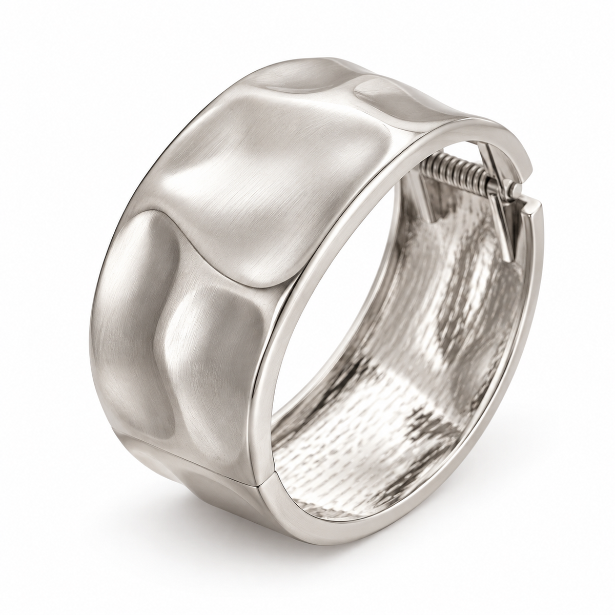 Hammered Cuff Bracelet Set for Women – Gold & Silver Tone, 2 Pieces