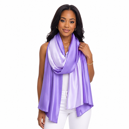 Temperament Women Gradient Scarf Silk Muslim Headband Shawl Beach Neckerchief