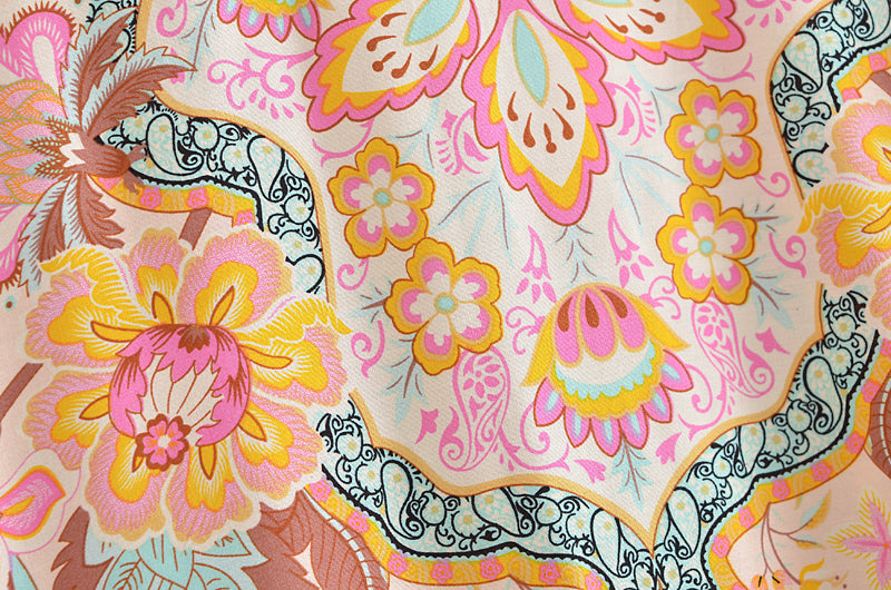 Boho Floral Tie-Front Kimono Cardigan - Lightweight Bohemian Cover-Up