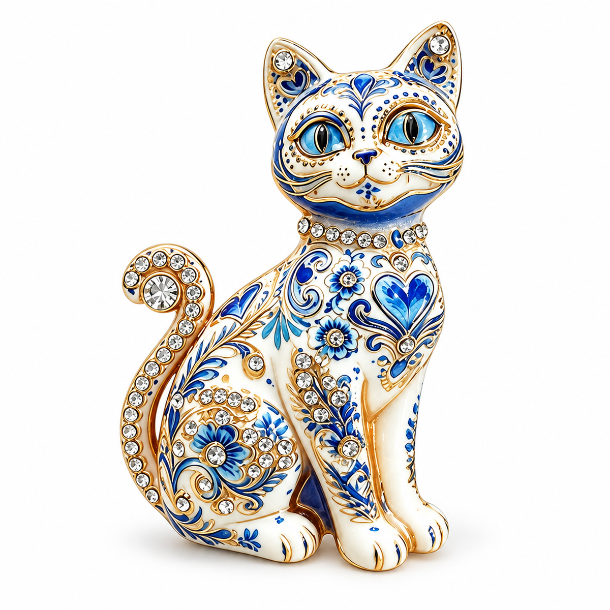 Floral Enamel Cat Brooch Gift Set, 2 Pieces
