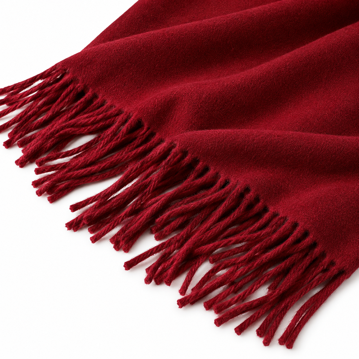 Super Soft Cashmere Feel Acrylic Scarf Wrap Burgundy Red Long Fringe