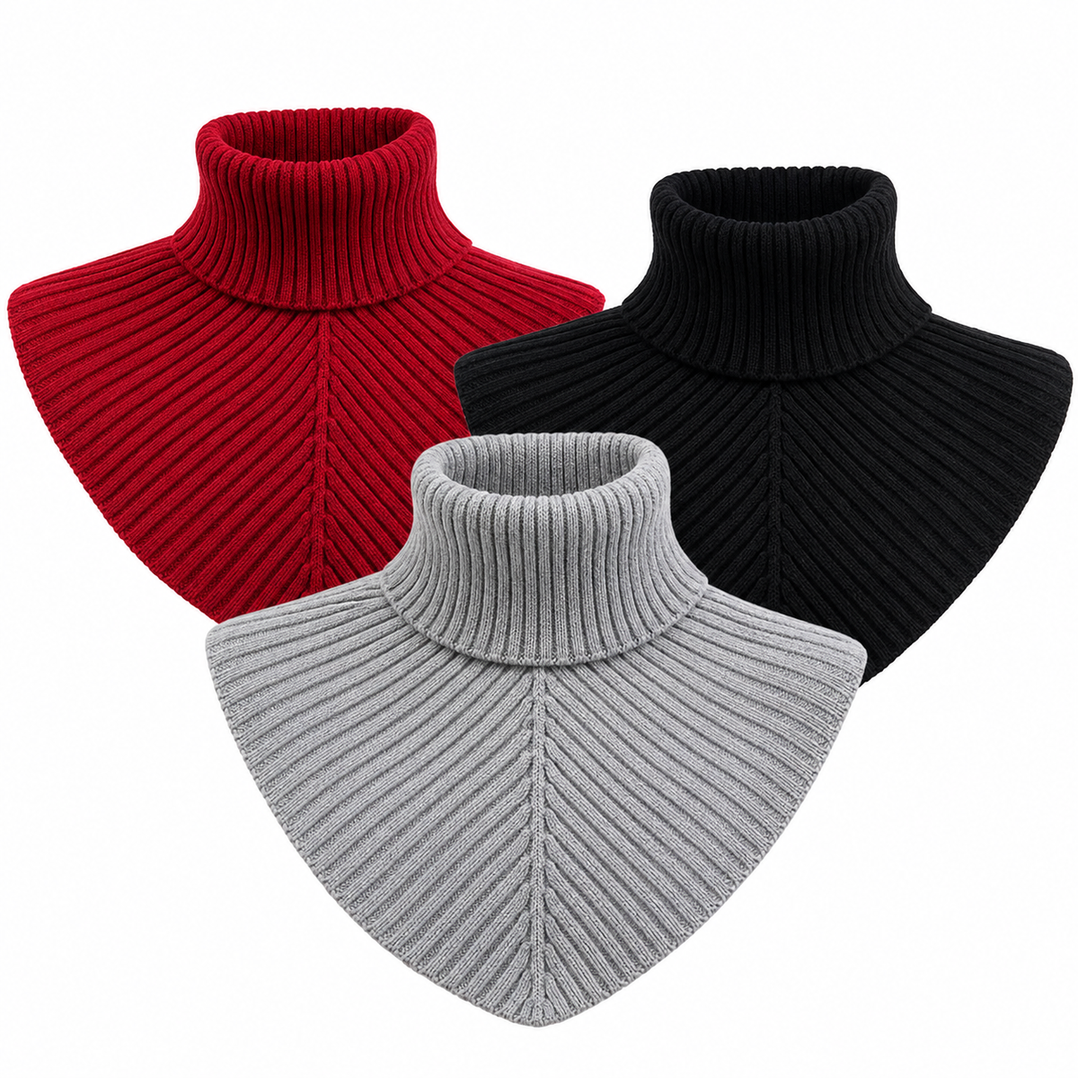 3-Piece Women's Ribbed Turtleneck Neck Warmer Set