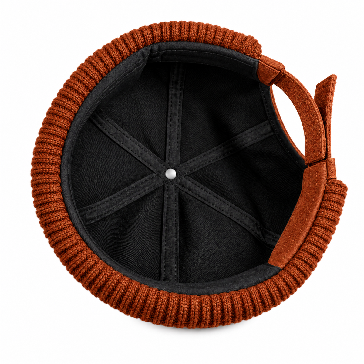 Rust Brown Docker Cap Unisex Adjustable Brimless Hat Ribbed Cuff Fisherman Style