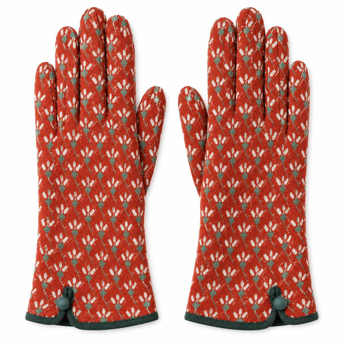 Women’s Patterned Knit Winter Gloves Set – 2 Pairs, Leopard & Floral