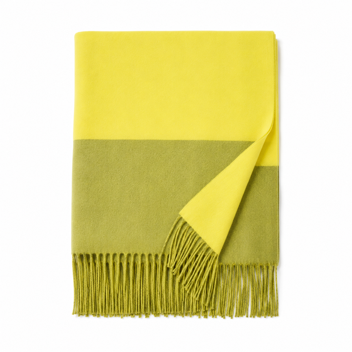 Women's Yellow Green Ombre Viscose Scarf Oversized Wrap Shawl with Fringe