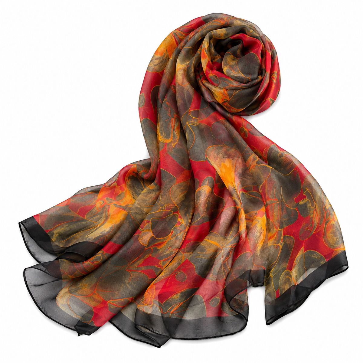 Autumn Ember Floral Silk-Feel Wrap Scarf