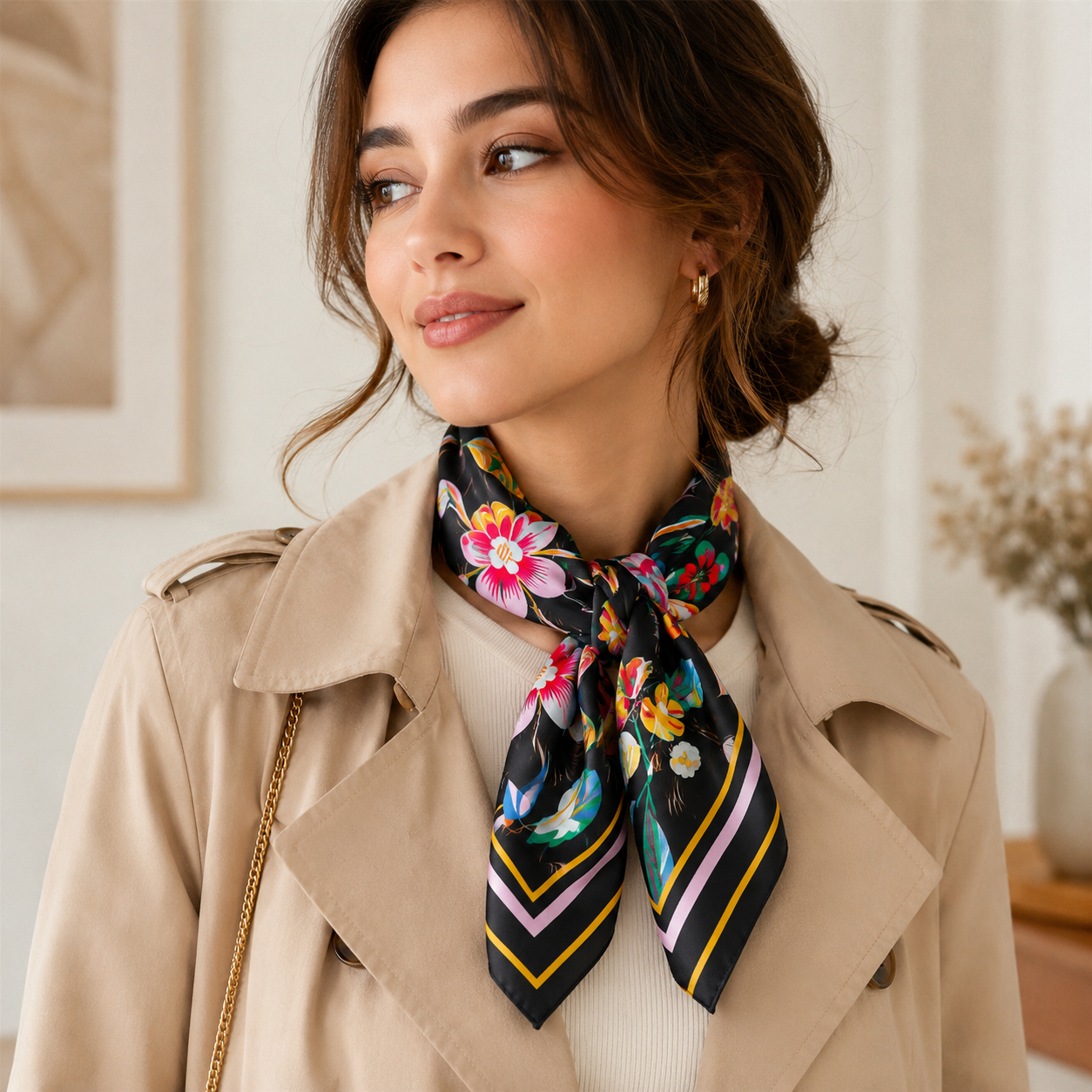2-Piece Floral Silk-Feel Square Scarf Set | 70cm x 70cm