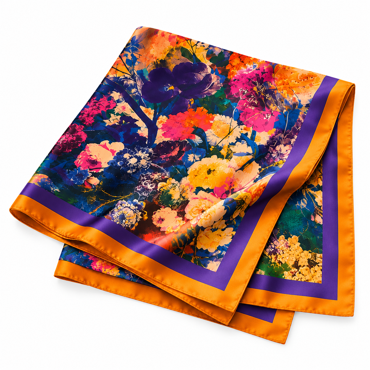 Floral Bouquet Silk-Feel Satin Wrap Scarf