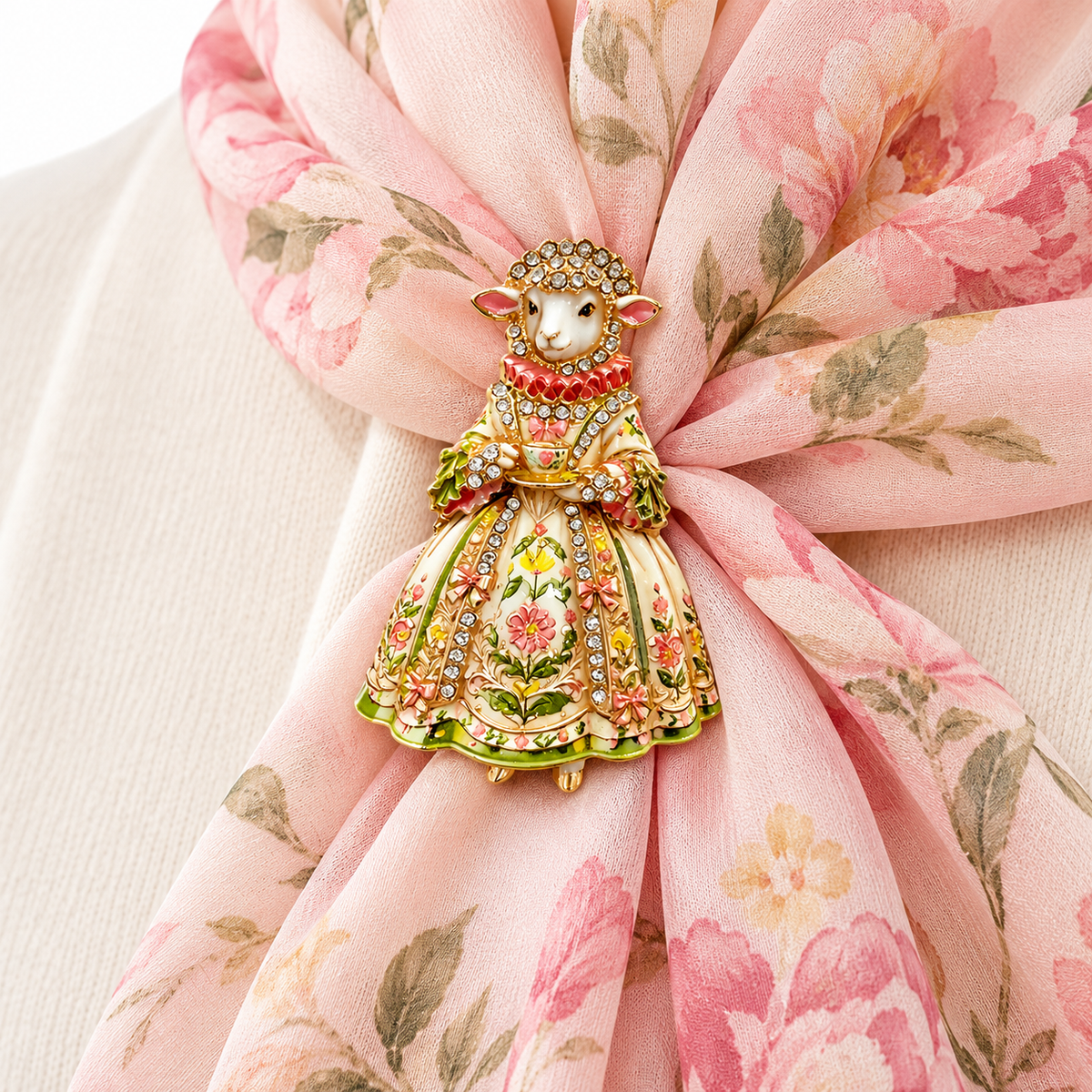 Victorian-Inspired Sheep Brooch Gift Set – 2-Piece Rhinestone Lamb Pins