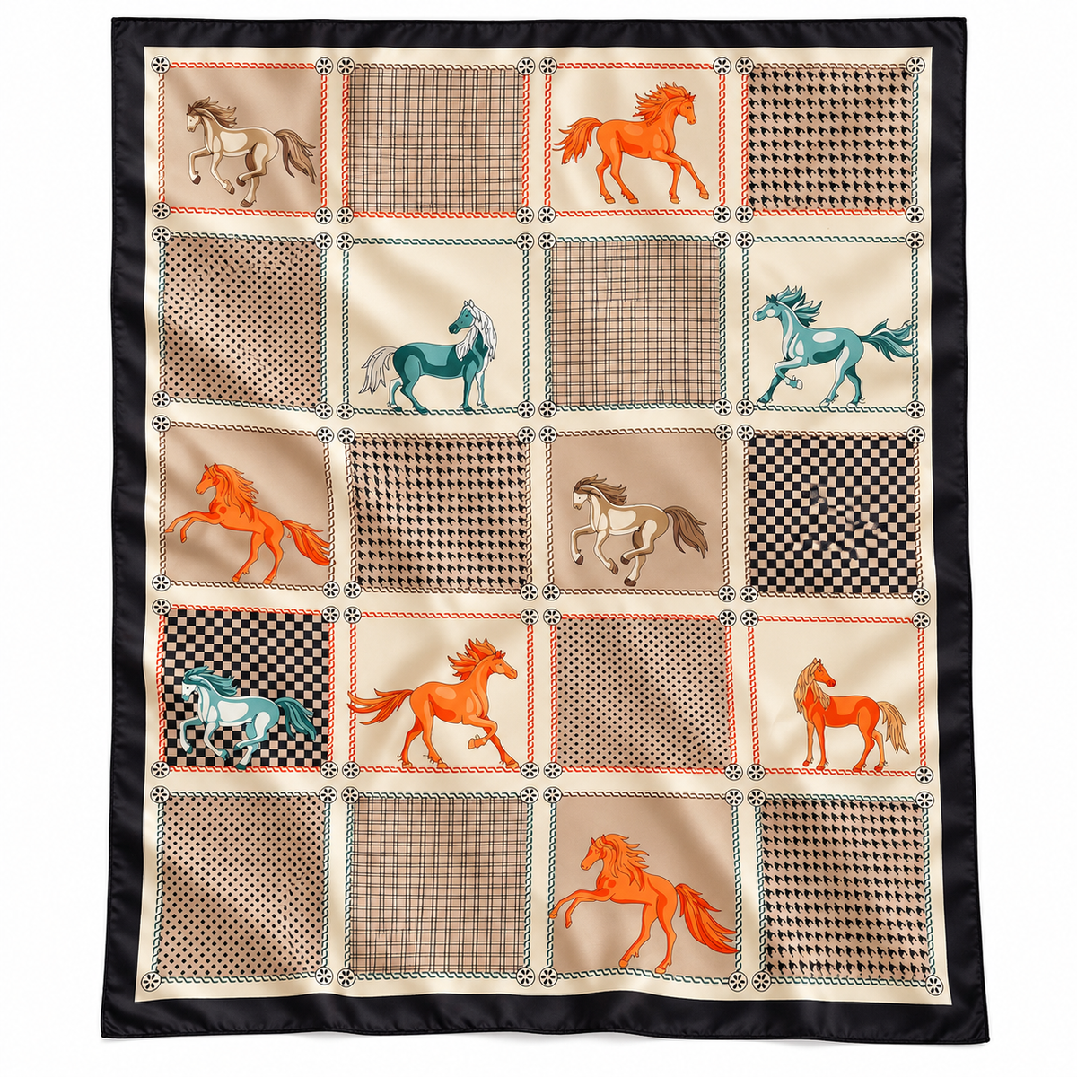 Oversized Equestrian Horse Print Scarf for Women – Elegant Fashion Wrap