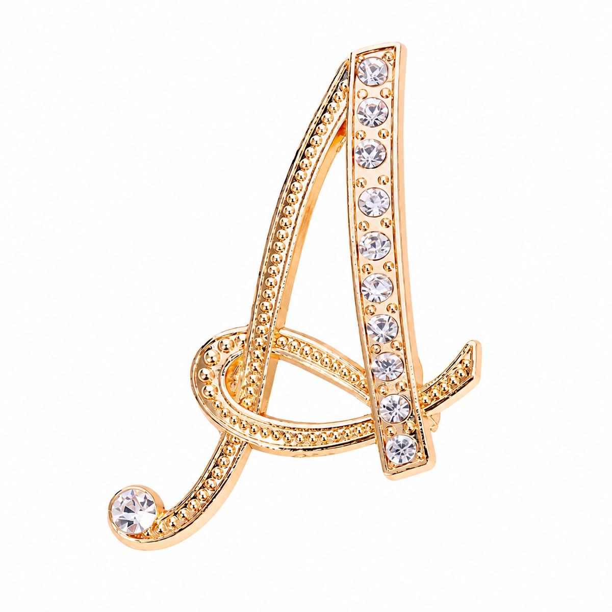 2pcs Letter A Brooch Set Rhinestone Initial Pins Gold Silver Tone Jewelry for Women
