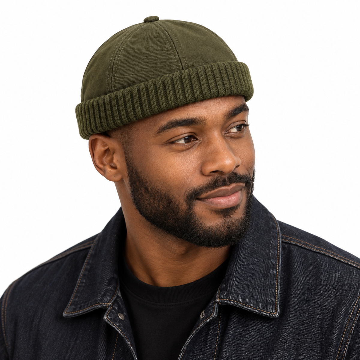 Black & Olive Green Adjustable Docker Caps, 2-Piece Set