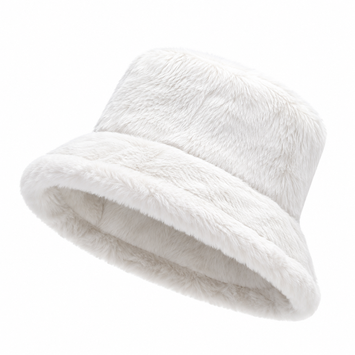 Camel Faux-Fur Bucket Hat for Women