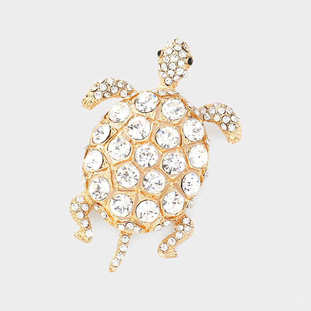 3pcs Crystal Sea Turtle Brooch Set | Rhinestone Turtle Pins