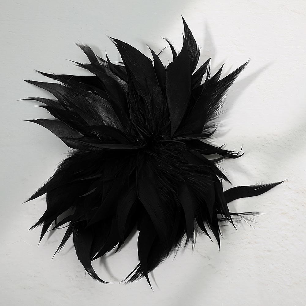 Oversized Black Feather Brooch & Hair Clip – Dual-Use Statement Accessory for Women
