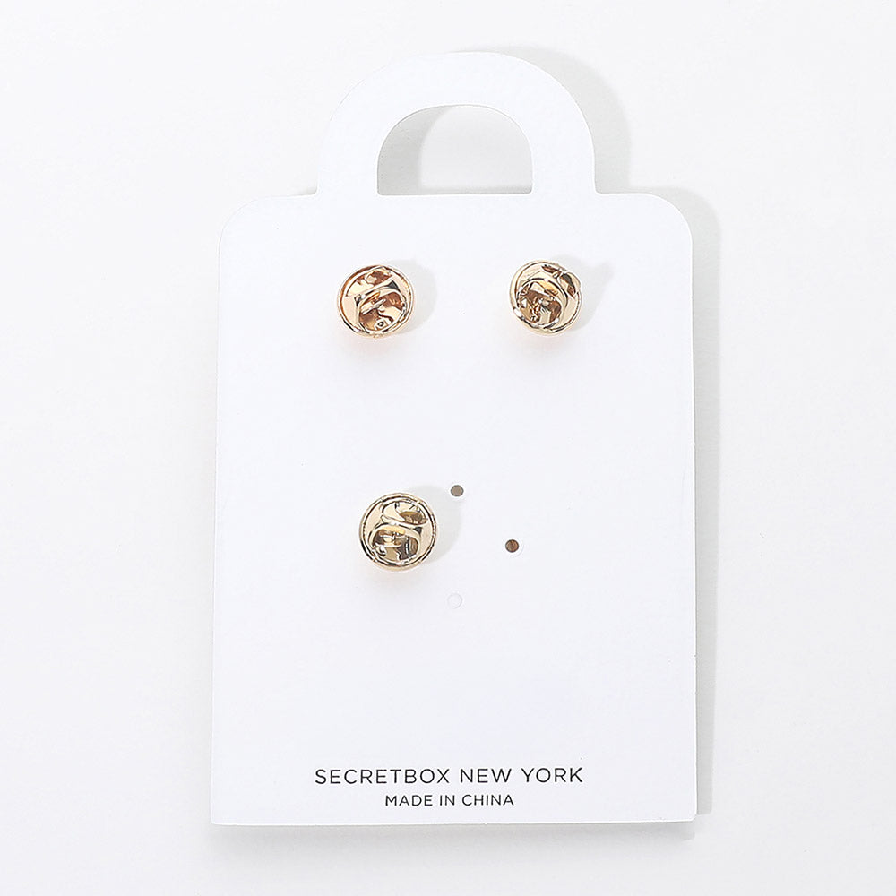 3PC Black & Gold Statement Brooch Pin Set for Women