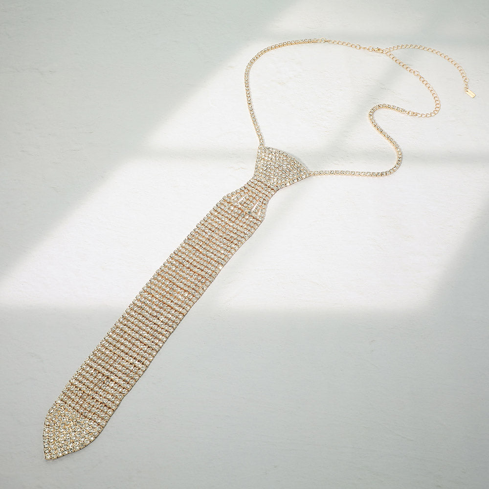 Crystal Necktie Statement Necklace for Women